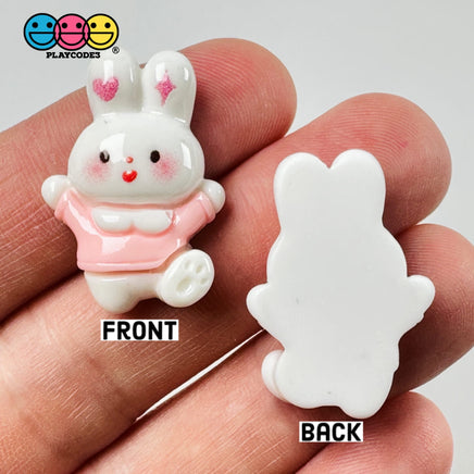 Cute Pink Rabbit Bunny Easter Kawaii Charm Flat Back Cabochons Decoden 10 Pcs