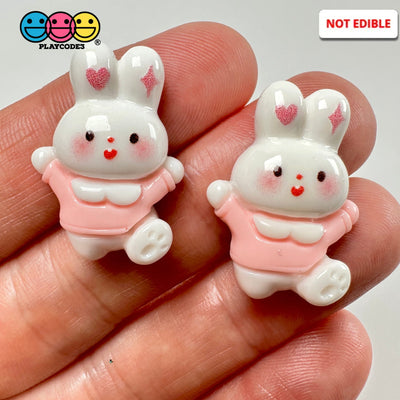 Cute Pink Rabbit Bunny Easter Kawaii Charm Flat Back Cabochons Decoden 10 Pcs