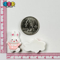 Cute Pink Rabbit Bunny Easter Kawaii Charm Flat Back Cabochons Decoden 10 Pcs