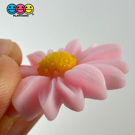 Daisy Delight Pink Fake Floral Flower Spring Summer Flatback Cabochons Decoden Charm 10 Pcs