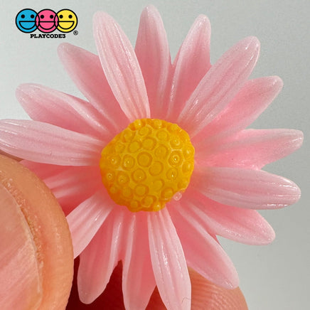 Daisy Delight Pink Fake Floral Flower Spring Summer Flatback Cabochons Decoden Charm 10 Pcs