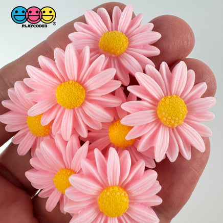 Daisy Delight Pink Fake Floral Flower Spring Summer Flatback Cabochons Decoden Charm 10 Pcs