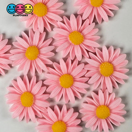 Daisy Delight Pink Fake Floral Flower Spring Summer Flatback Cabochons Decoden Charm 10 Pcs
