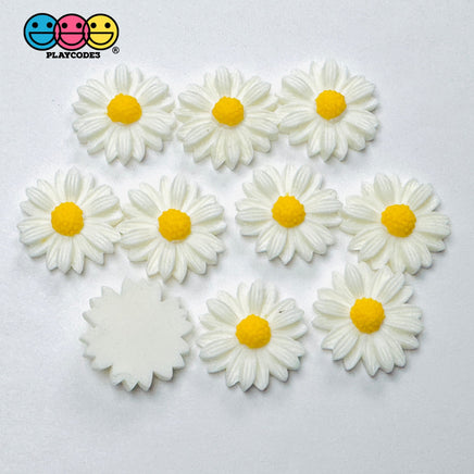Daisy Flower Flatback Charms Cabochons Flowers Spring Decoden 10 pcs - Charm