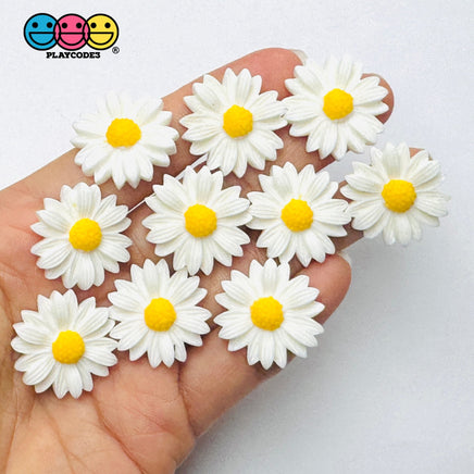 Daisy Flower Flatback Charms Cabochons Flowers Spring Decoden 10 pcs - Charm