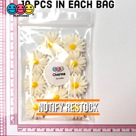 Daisy Flower Flatback Charms Cabochons Flowers Spring Decoden 10 Pcs Charm