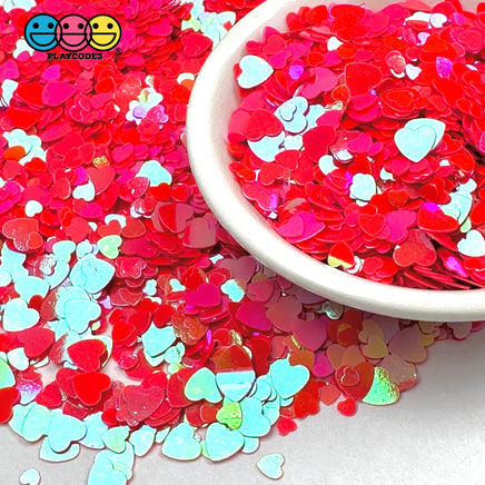 Dark Fuchsia Pink Heart Glitter Valentine’s Day Plastic Decoden Funfetti