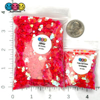 Dark Fuchsia Pink Heart Glitter Valentine’s Day Plastic Decoden Funfetti
