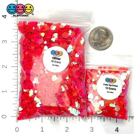 Dark Fuchsia Pink Heart Glitter Valentine’s Day Plastic Decoden Funfetti