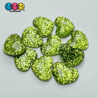 Dark Red Blue Green Gold Glitter Love Heart Valentine’s Day Flatback Cabochons Decoden Charm 10