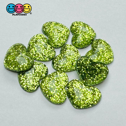 Dark Red Blue Green Gold Glitter Love Heart Valentine’s Day Flatback Cabochons Decoden Charm 10