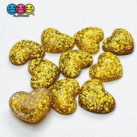 Dark Red Blue Green Gold Glitter Love Heart Valentine’s Day Flatback Cabochons Decoden Charm 10