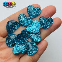Dark Red Blue Green Gold Glitter Love Heart Valentine’s Day Flatback Cabochons Decoden Charm 10 Pcs