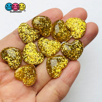 Dark Red Blue Green Gold Glitter Love Heart Valentine’s Day Flatback Cabochons Decoden Charm 10 Pcs