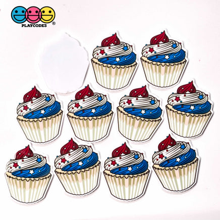 Dessert Theme 4Th Of July Planar Patriotic Popsicles Lollipops Cupcakes Decoden 10Pcs Cupcake