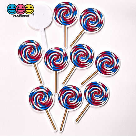 Dessert Theme 4Th Of July Planar Patriotic Popsicles Lollipops Cupcakes Decoden 10Pcs Lollipop