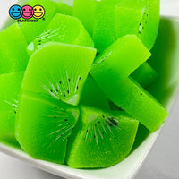 Diced Kiwi Chunk 3D Fake Food Charms Cabochons Decoden Kiwis Charm