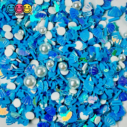 Dive In The Sea Pearls Dolphin Shell Glitter Confetti Blue Star Summer Beach Fake Clay Sprinkles