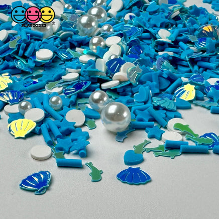 Dive In The Sea Pearls Dolphin Shell Glitter Confetti Blue Star Summer Beach Fake Clay Sprinkles