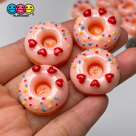 Doughnut Mini Glazed Heart Sprinkle Donut Fake Food Flatback Charm Cabochons Charms 10 Pcs
