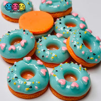 Doughnut Mini Glazed Heart Sprinkle Donut Fake Food Flatback Charm Cabochons Charms 10 Pcs