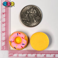 Doughnut Mini Pink Icing With Sprinkles Flatback Charm Fake Food Cabochons 10 Pcs