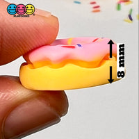 Doughnut Mini Pink Icing With Sprinkles Flatback Charm Fake Food Cabochons 10 Pcs