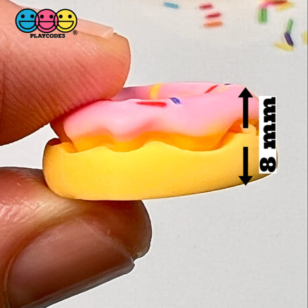 Doughnut Mini Pink Icing With Sprinkles Flatback Charm Fake Food Cabochons 10 Pcs
