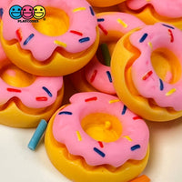 Doughnut Mini Pink Icing With Sprinkles Flatback Charm Fake Food Cabochons 10 Pcs