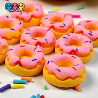 Doughnut Mini Pink Icing With Sprinkles Flatback Charm Fake Food Cabochons 10 Pcs