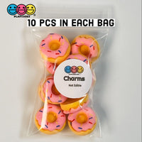 Doughnut Mini Pink Icing With Sprinkles Flatback Charm Fake Food Cabochons 10 Pcs