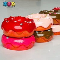 Doughnut Mini With Icing And Sprinkles Flat Back Charm 5 Colors Option Fake Food Cabochons 10 Pcs