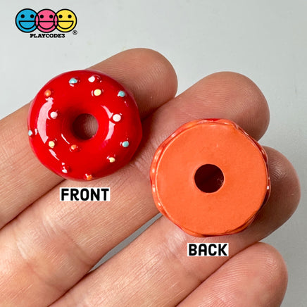 Doughnut Mini With Icing And Sprinkles Flat Back Charm 5 Colors Option Fake Food Cabochons 10 Pcs