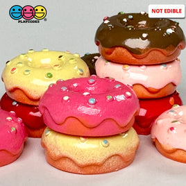 Doughnut Mini With Icing And Sprinkles Flat Back Charm 5 Colors Option Fake Food Cabochons 10 Pcs