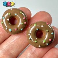 Doughnut Mini With Icing And Sprinkles Flat Back Charm 5 Colors Option Fake Food Cabochons 10 Pcs