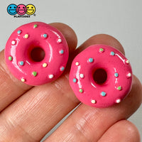 Doughnut Mini With Icing And Sprinkles Flat Back Charm 5 Colors Option Fake Food Cabochons 10 Pcs