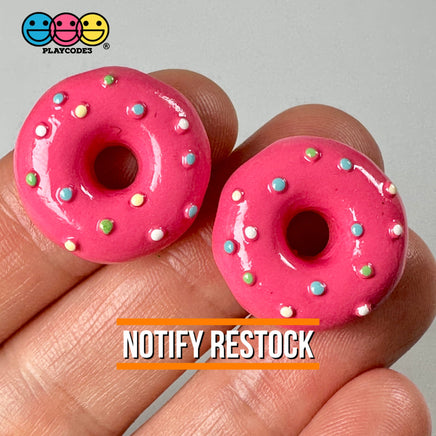 Doughnut Mini With Icing And Sprinkles Flat Back Charm 5 Colors Option Fake Food Cabochons 10 Pcs