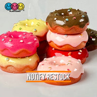 Doughnut Mini With Icing And Sprinkles Flat Back Charm 5 Colors Option Fake Food Cabochons 10 Pcs