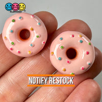 Doughnut Mini With Icing And Sprinkles Flat Back Charm 5 Colors Option Fake Food Cabochons 10 Pcs
