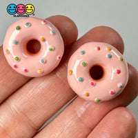 Doughnut Mini With Icing And Sprinkles Flat Back Charm 5 Colors Option Fake Food Cabochons 10 Pcs