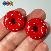Doughnut Mini With Icing And Sprinkles Flat Back Charm 5 Colors Option Fake Food Cabochons 10 Pcs