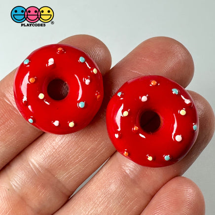 Doughnut Mini With Icing And Sprinkles Flat Back Charm 5 Colors Option Fake Food Cabochons 10 Pcs