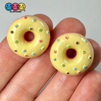 Doughnut Mini With Icing And Sprinkles Flat Back Charm 5 Colors Option Fake Food Cabochons 10 Pcs