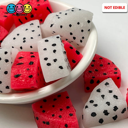 Dragon Fruit Fake Food Fruits Pink White Hard Resin 3D Charms 10Pcs Charm