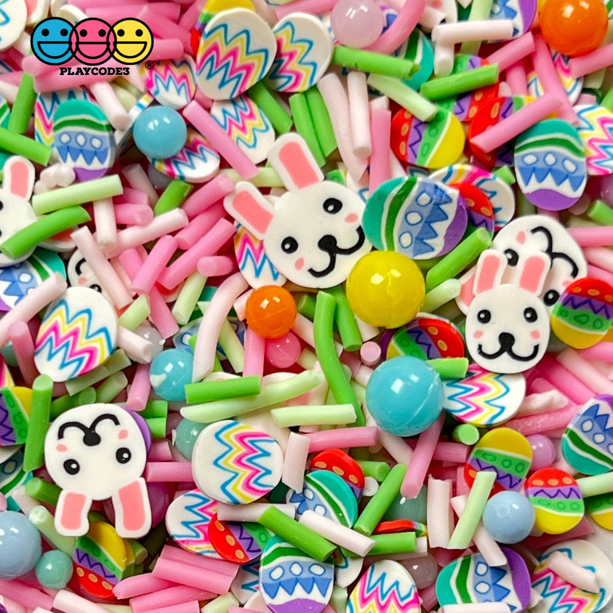 Easter Bunny Parade Mix Fimo Fake Sprinkles Colored Egg Pattern Beads ...