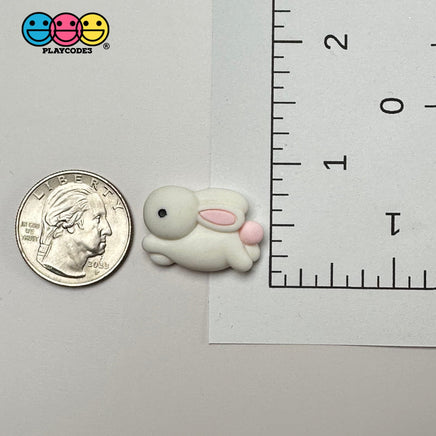 Easter Bunny White Rabbit Flatback Cabochons Decoden Charm 10 Pcs