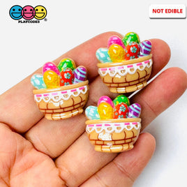 Easter Egg Basket Holiday Flatback Charms Spring Craft Supply 10pcs - Fake Food