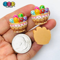 Easter Egg Basket Holiday Flatback Charms Spring Craft Supply 10pcs - Fake Food