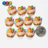 Easter Egg Basket Holiday Flatback Charms Spring Craft Supply 10pcs - Fake Food