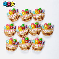 Easter Egg Basket Holiday Flatback Charms Spring Craft Supply 10pcs - Fake Food